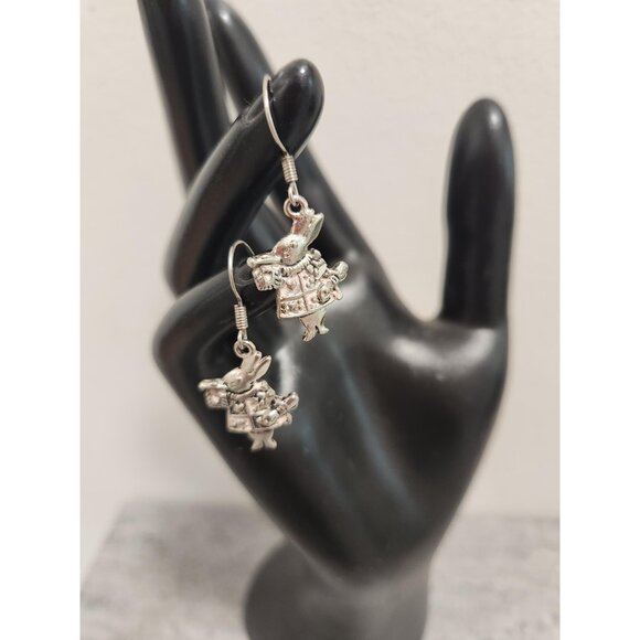 Silver Dangle Rabbit Earrings Rabbit Lover Earrings - Picture 3 of 10